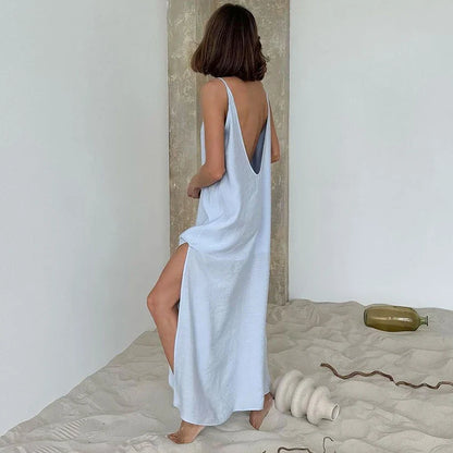 Sara V-Neck Nightgown Maxi Dress