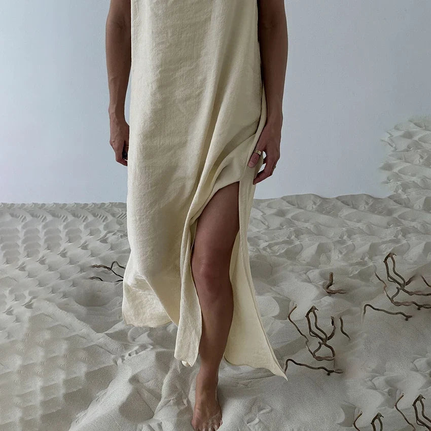 Sara V-Neck Nightgown Maxi Dress