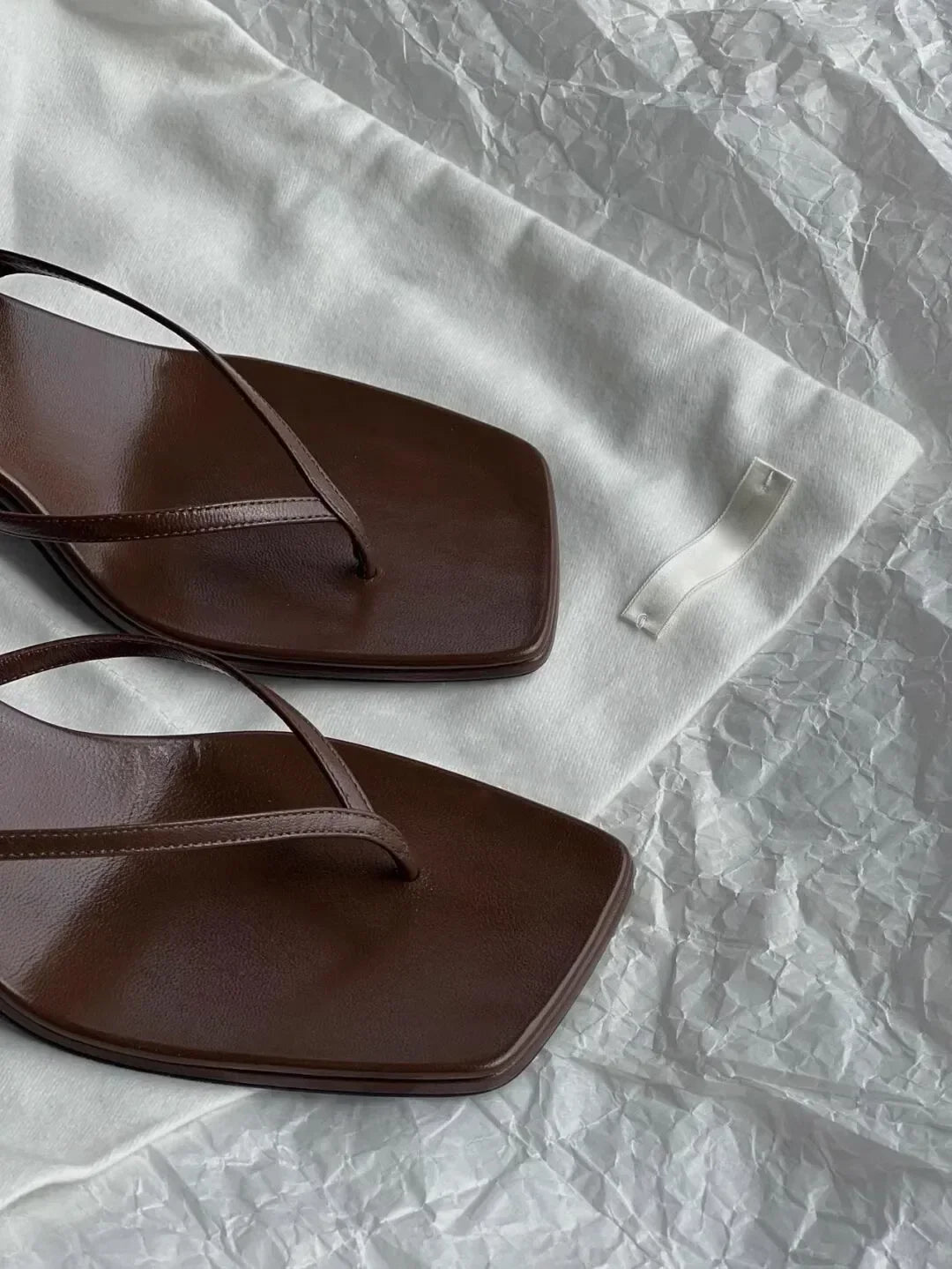 Retro Square Toe Clip Toe Sandals