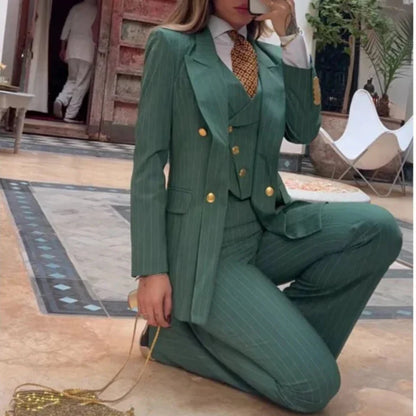 Chuchu - Pinstripe 3-Piece Blazer Set