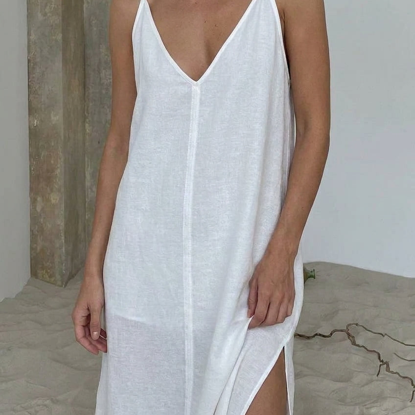 Sara V-Neck Nightgown Maxi Dress