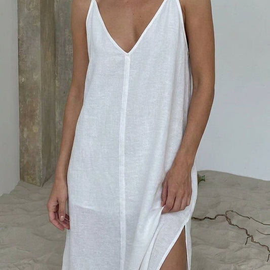 Sara V-Neck Nightgown Maxi Dress