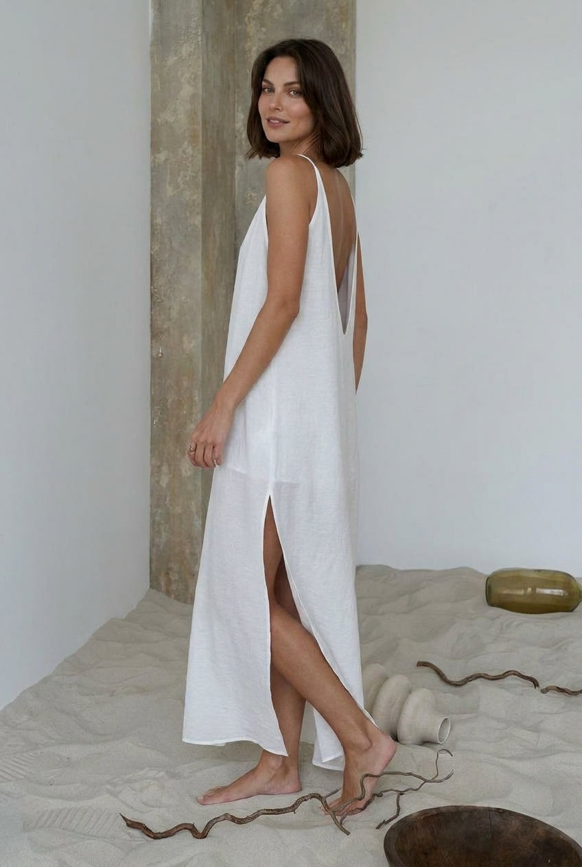 Sara V-Neck Nightgown Maxi Dress