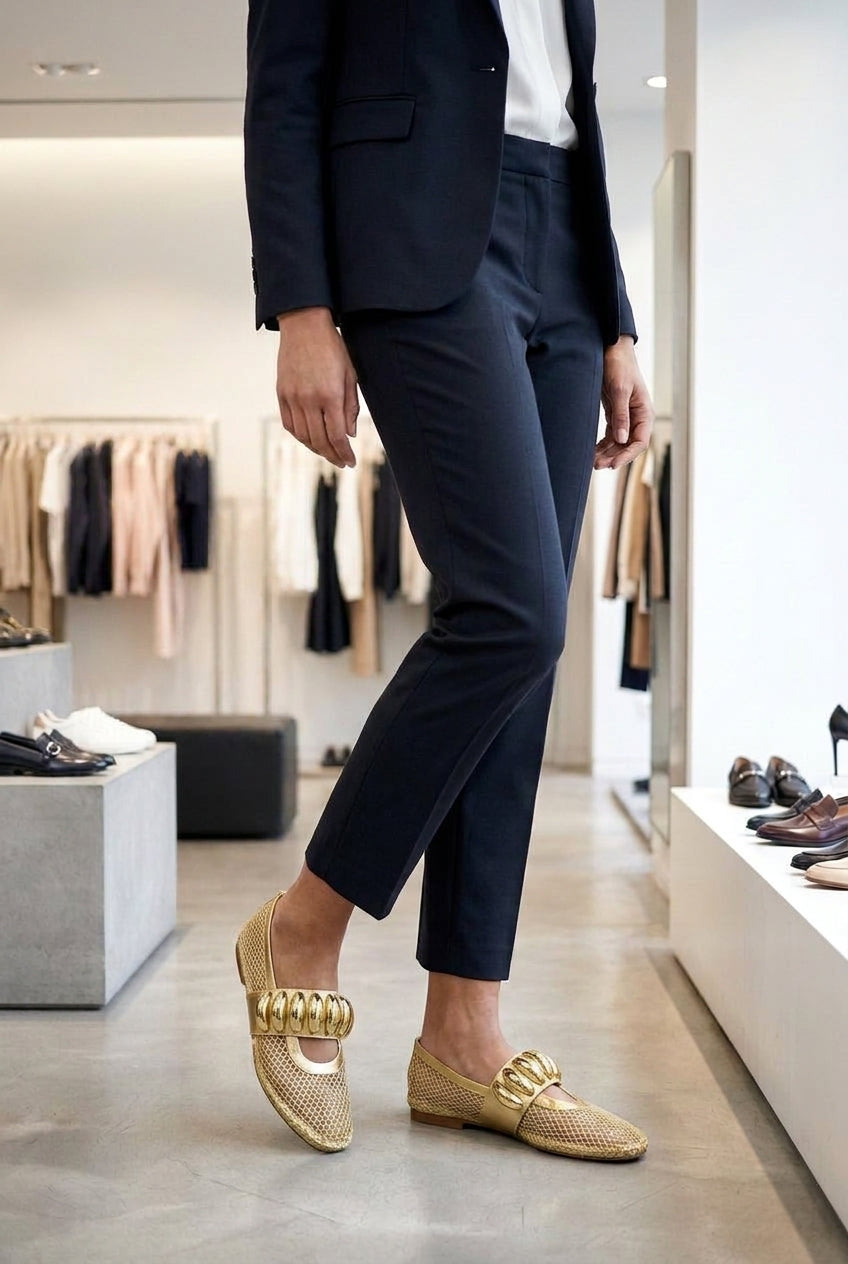 Rose Cross-Strap Ballet Flats