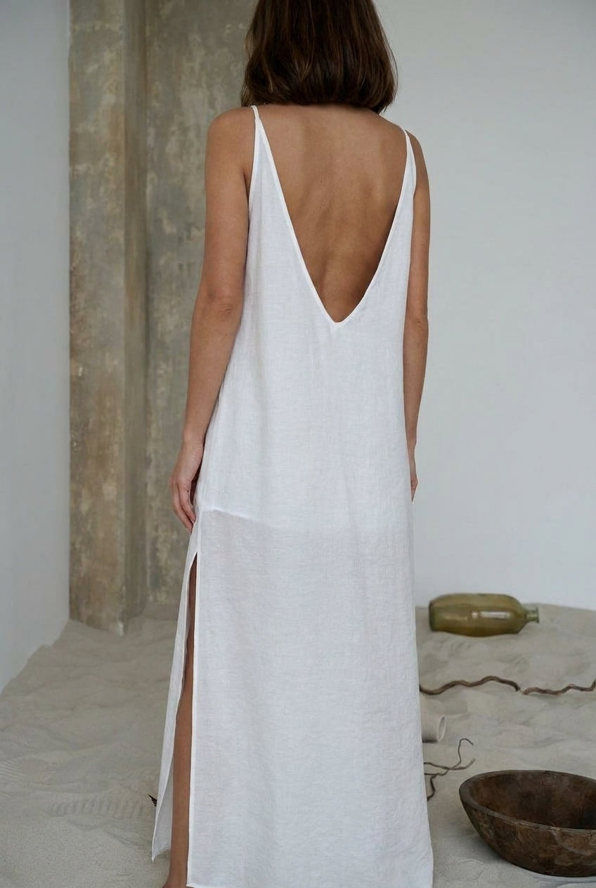 Sara V-Neck Nightgown Maxi Dress