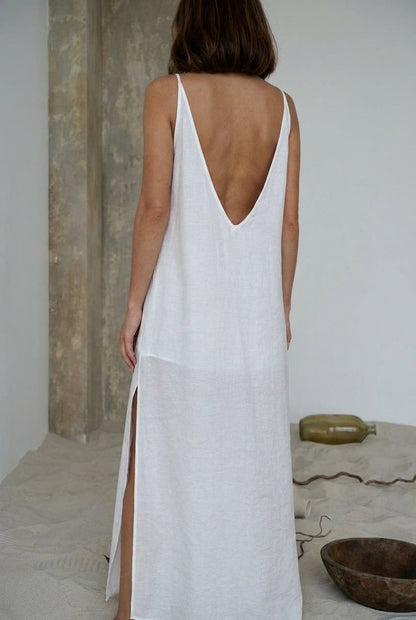 Sara V-Neck Nightgown Maxi Dress